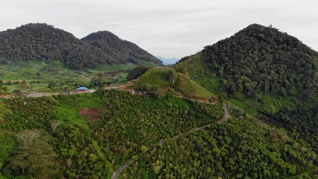Aerial video of the morning view at Pantan Terong, Takengon, Aceh