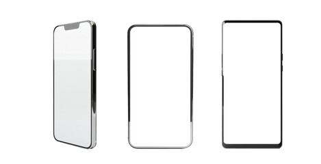 Smartphone with Blank Screen on White Background