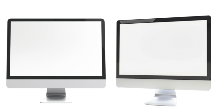 Blank Computer Monitor on White Background, PNG File