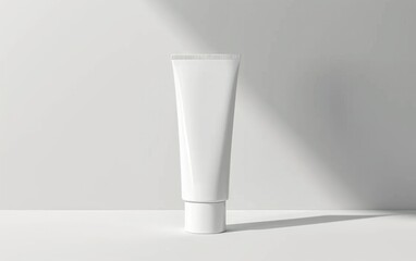 Blank Cosmetic Tube with Shadow on White Background