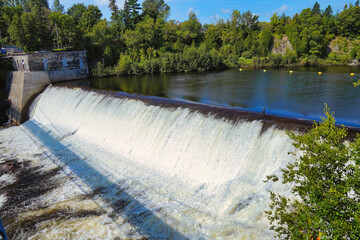 Upper section of the Montmorency river before the main waterfall near Quebec city, the capital of...
