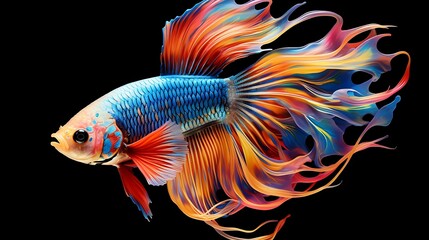 A vibrant fish swimming against a transparent background.