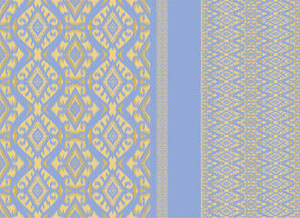 Ikat fabric pattern yellow light blue