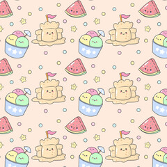 Cute Pattern Beach Summer Party Vibes Sun Ice Cream background design