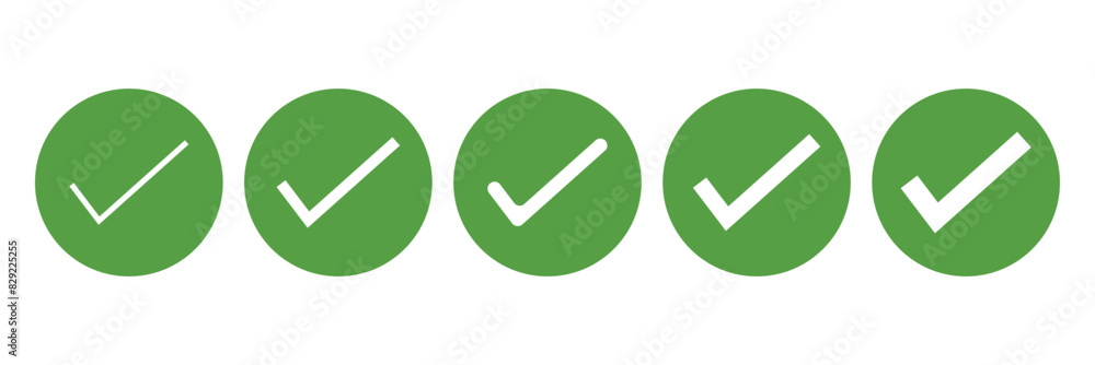 Poster green check mark and red cross icon set. circle and square. tick symbol in green color, vector illus