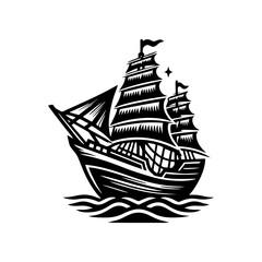 pinisi ship illustration, pinisi ship silhouette