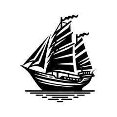pinisi ship illustration, pinisi ship silhouette