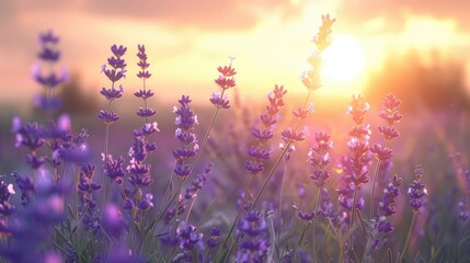 Fototapeta premium Lavender Field at Sunset