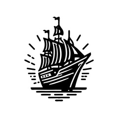 pinisi ship illustration, pinisi ship silhouette