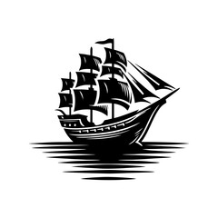 pinisi ship illustration, pinisi ship silhouette