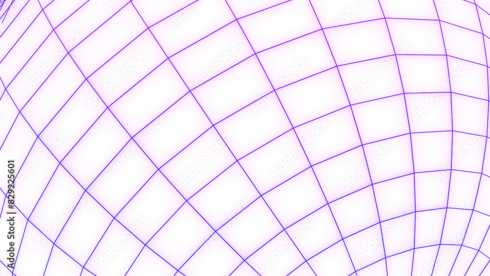 Poster spherical cell moves on white background. design. animation of simple moving grid with circular bend