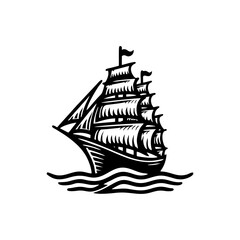 pinisi ship illustration, pinisi ship silhouette