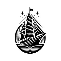 pinisi ship illustration, pinisi ship silhouette