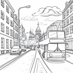 Transportation outline Vector illustration for coloring books