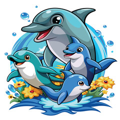 Realistic funny dolphin for vector design