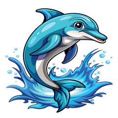 Realistic funny dolphin for vector design