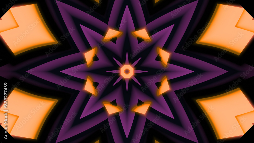 Poster moving pattern with pulsating shapes. design. star pattern with geometric shapes and psychedelic eff
