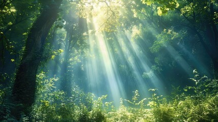 Obraz premium Dappled Light in a Tranquil Forest