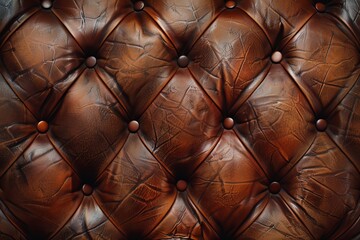 Fototapeta premium Close up of brown leather texture on couch