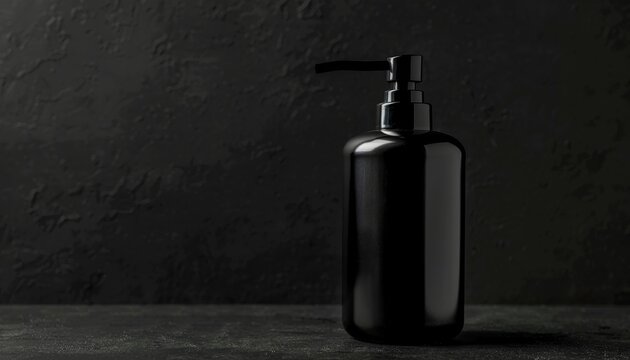 Closeup of liquid soap dispenser on black background