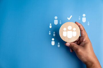 Human resources and management concept, Online and modern technologies for simplifying the human resources system. manager checks online to choose the perfect employee.