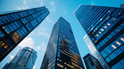 Impressive Skyscrapers Reaching For The Sky In The Heart Of The City.