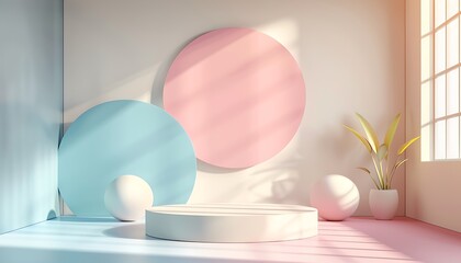 Fototapeta premium Blue and White Podium for Luxury Display