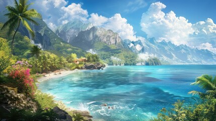 tropical island in the ocean