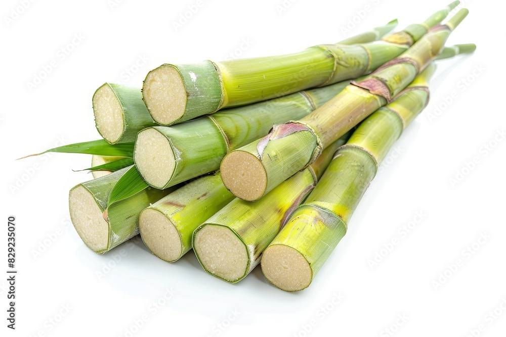Wall mural fresh sugar cane slices on white background - Wall murals