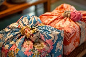 Fototapeta premium Furoshiki Japanese cultural cloths for wrapping and carrying items