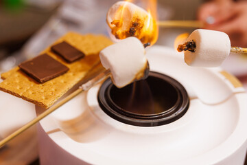 Making S'mores Over a Portable Campfire