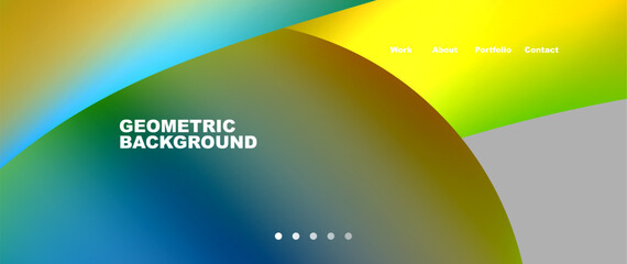 Web page design with geometric elements - circle and wave. Techno art concept. Vector Illustration For Wallpaper, Banner, Background, Card, Book Illustration, landing page