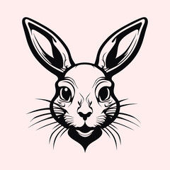 Cool black and white rabbit outline tattoo