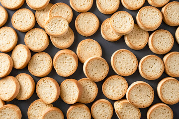 Close Up of Toasted Bread Rounds