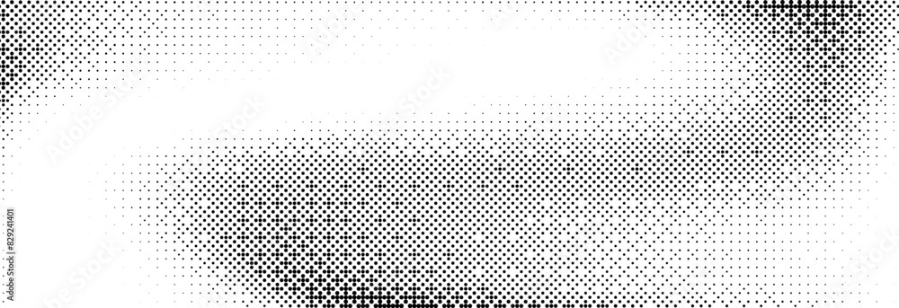 Poster Bitmap grunge gradient texture. Black and white pixelated dither pattern wallpaper. Abstract glitchy 8 bit video game pattern background. Wide rasterized backdrop. Retro pixel art Illustration. Vector