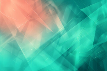 Dynamic teal and coral geometric shapes in a contemporary abstract blur background.