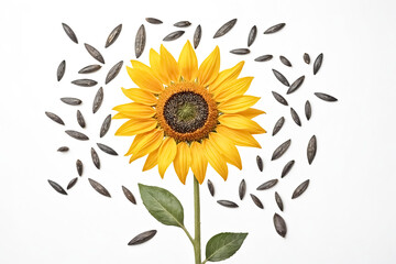 Fototapeta premium Sunflower with Scattered Seeds