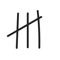 Tally marks count or prison wall sticks lines counter. hash marks icons of jail or desert island lost day tally numbers counting in slash lines. prison. vector illustration