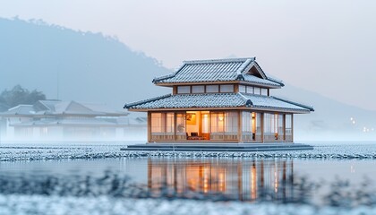 Fototapeta premium pavilion at the lake
