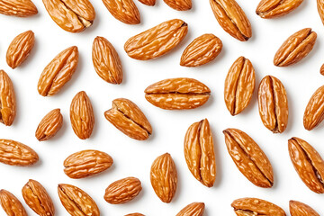 Obraz premium Roasted Almonds on White Background