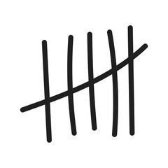 Lines or sticks hand drawn with brush strokes sorted. Tally mark number lines. Simple mathematical count visualization, prison or jail wall counter. vector illustration