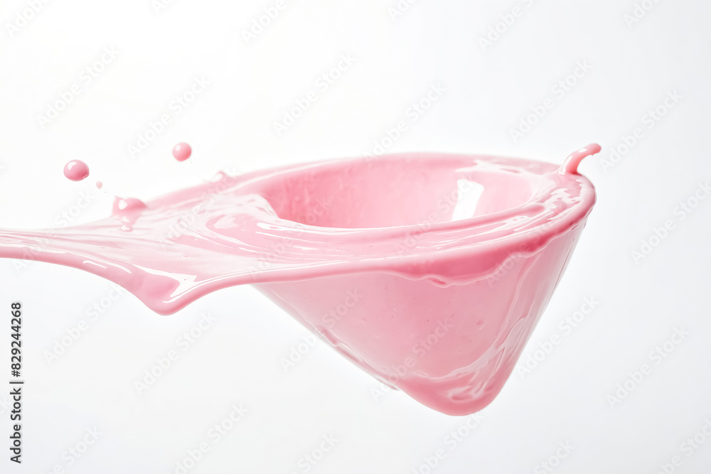 Poster pink liquid splashing and creating a unique shape