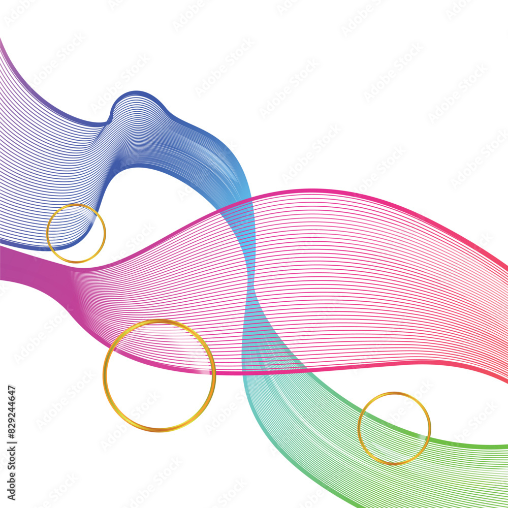 Poster square abstract flow of colorful dynamic waves decoration
