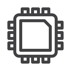 CPU computer main processor outline icon on white background