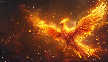 Naklejka premium Phoenix Bird of Fire Fantasy
