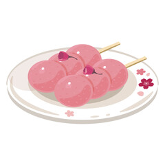 皿に盛られた桜団子