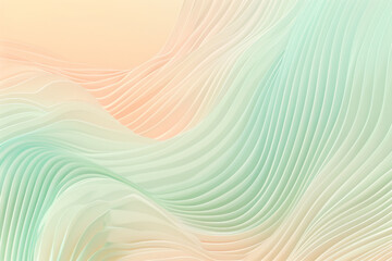 Gentle peach and mint green tones create a calming effect in a serene gradient background.