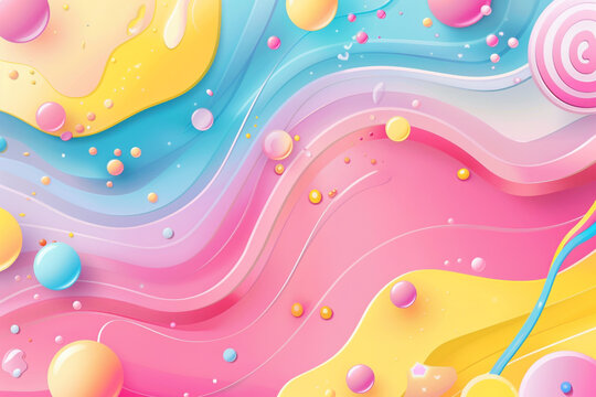 Playful abstract pop style background colored with whimsical bubblegum shades.
