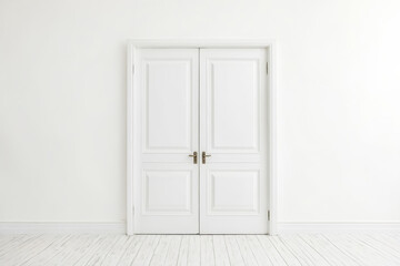White Door and White Wood Floor