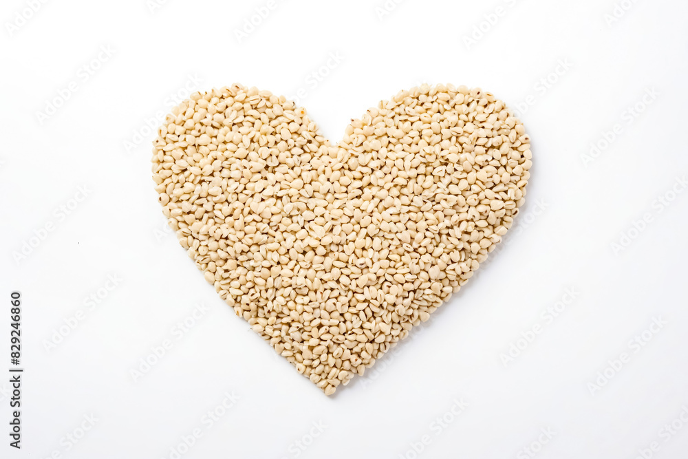 Wall mural White Sesame Seeds in Heart Shape